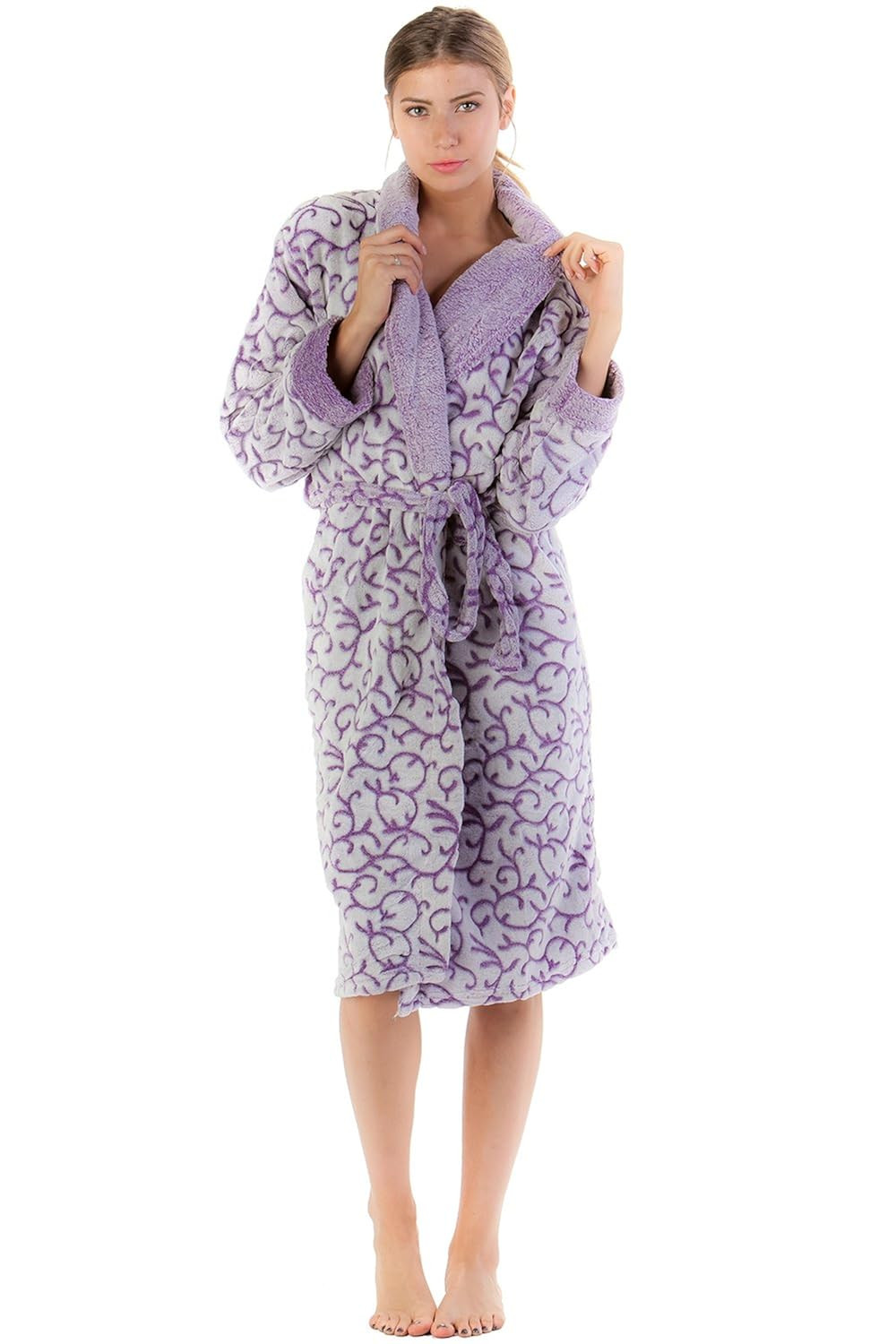 Casual Nights Women's Long Fleece Plush Robe Soft Feeling Bathrobe | Amazon (US)