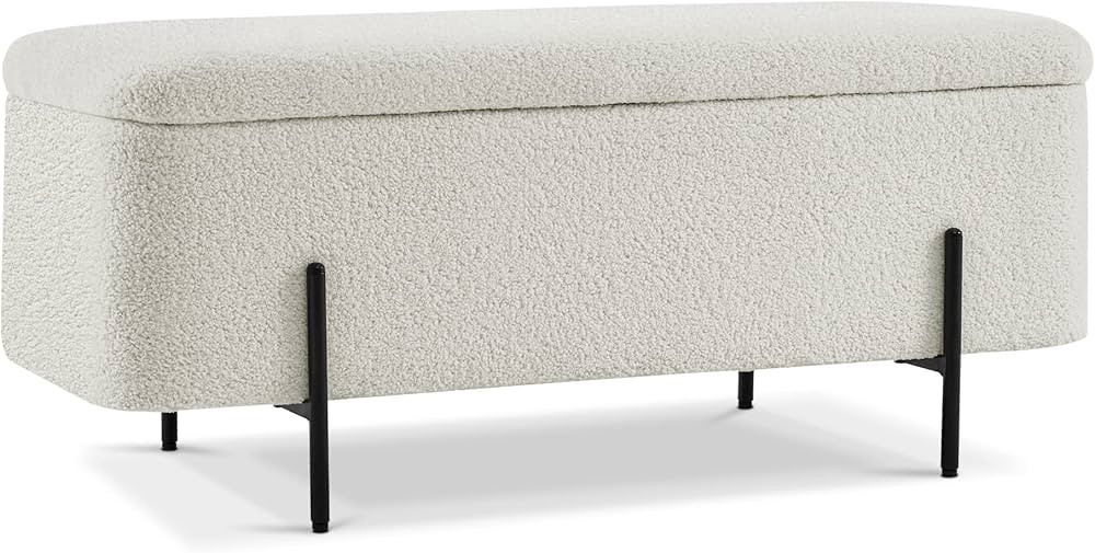MCombo Storage Ottoman Bench, Teddy Fabric Upholstered Footstool with Storage Space, Bed End Benc... | Amazon (US)