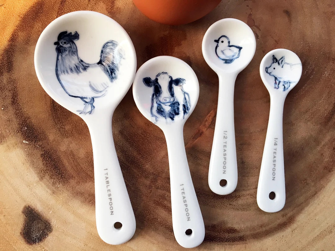 Ceramic Farm Animal Measuring Spoons | Etsy (US)