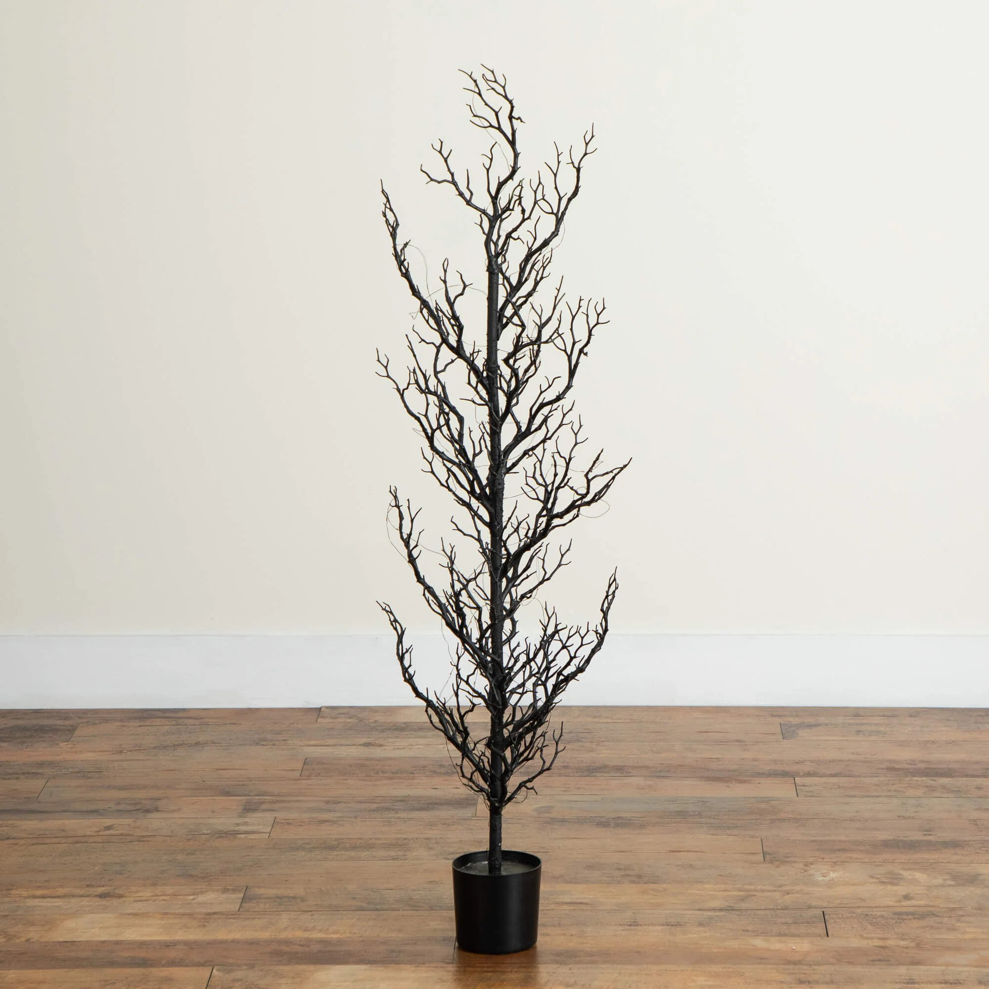 Ebern Designs Pre-Lit Artificial Halloween Black Spooky Twig Tree With 200 Orange & Purple Copper... | Wayfair North America