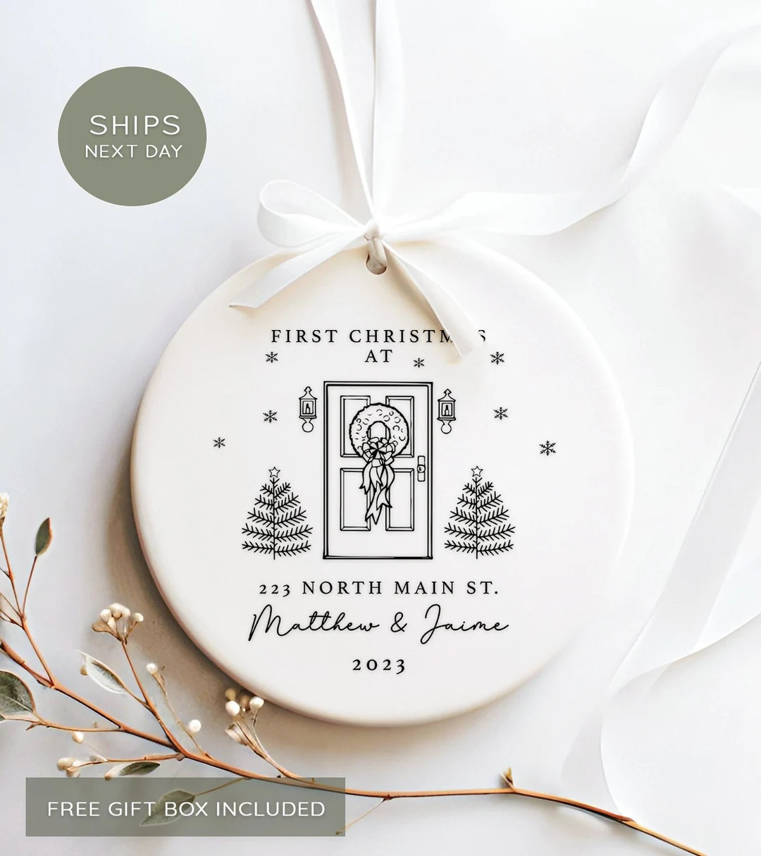 Personalized New Home Ornament New Home Christmas Ornament Wreath New House Ornament - Etsy | Etsy (US)