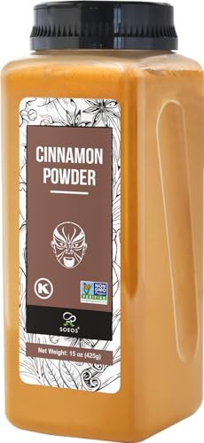 Soeos Cinnamon Powder, 15 oz (425g), Ground Cinnamon, 100% Raw, Non-GMO, Kosher Certified, Seasoning Spice for Coffee, Baking, Cooking and Beverages | Amazon (US)