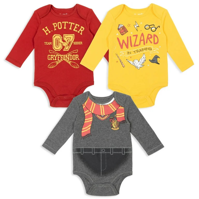 Harry Potter Infant Baby Boys 3 Pack Bodysuits Newborn to Infant | Walmart (US)