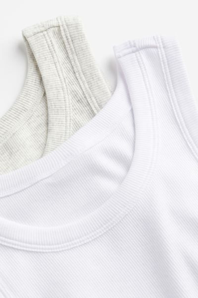 2-pack ribbed vest tops | H&M (UK, MY, IN, SG, PH, TW, HK)