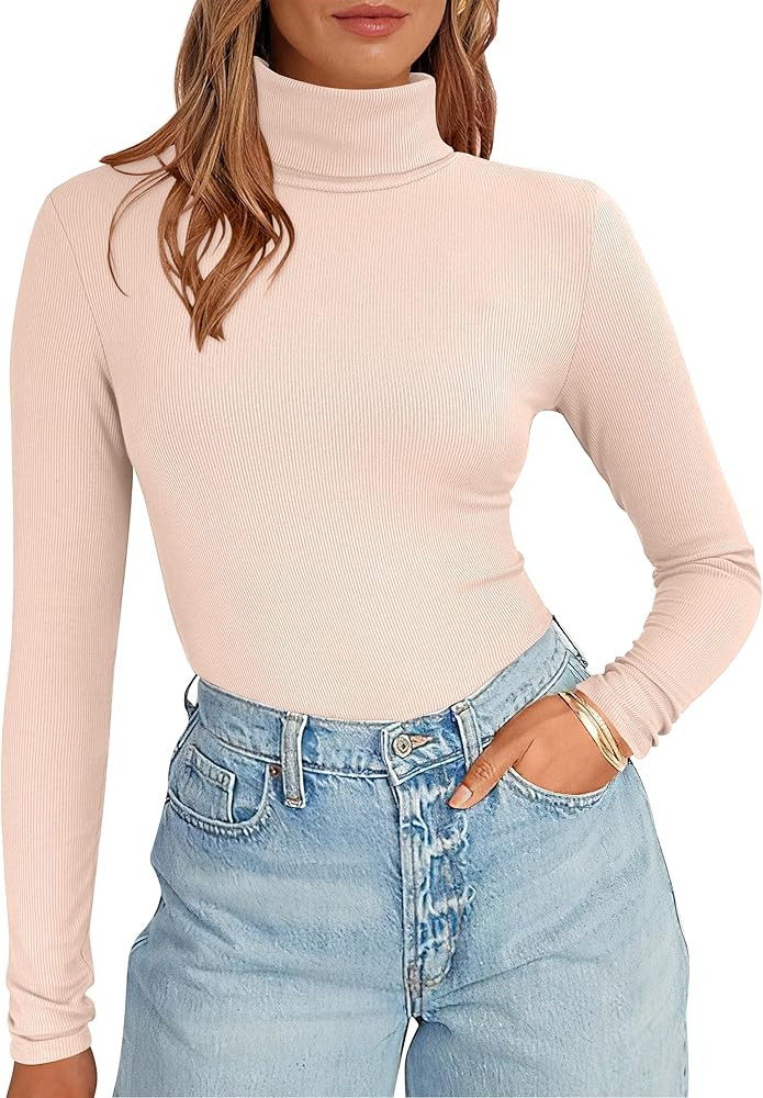 ANRABESS Women's Long Sleeve Turtleneck Shirts Casual Ribbed Basic Tee Slim Soft Thermal Tops 202... | Amazon (US)
