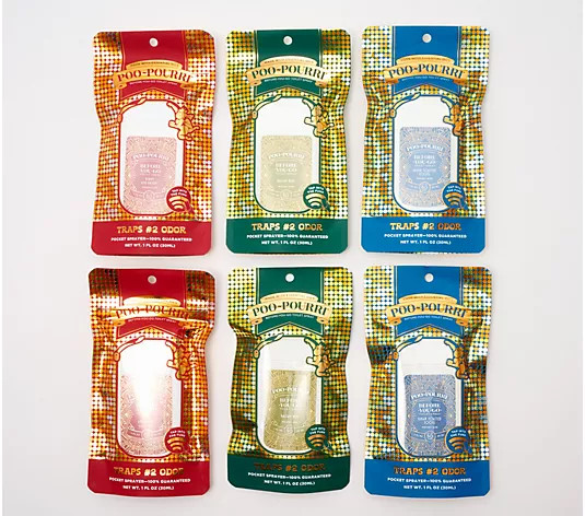 Poo-Pouri S/6 Stocking Stuffer Deodorizer with Gift Pouch - QVC.com | QVC