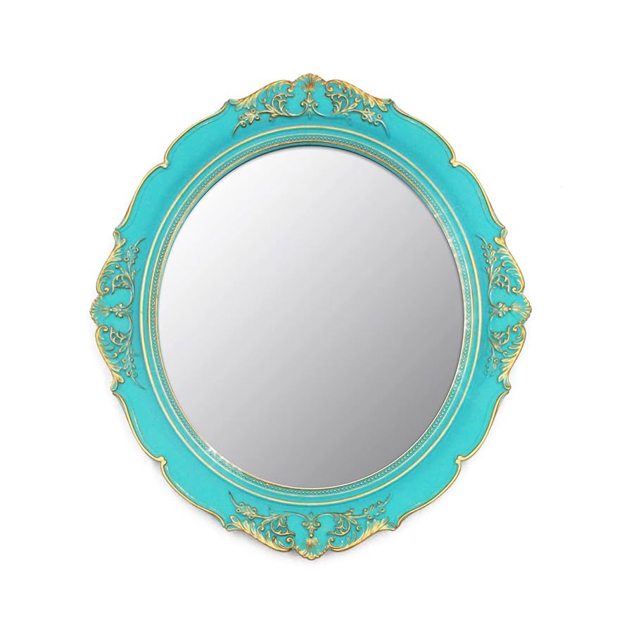 Vintage Decorative Wall Mirror 14.8 x 13.1 Inch Oval Mirror （Blue） | Amazon (US)