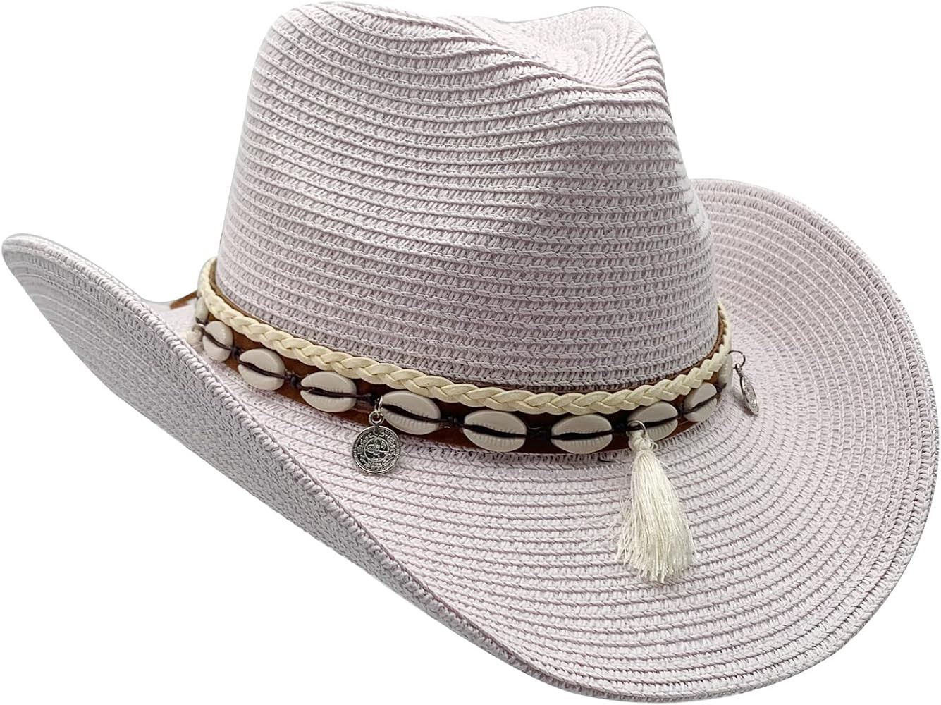 Western Straw Cowboy Hat for Women Beach Sun Hat for Men Wide Brim Fedora Hat Cowgirl Hats Summer... | Amazon (US)