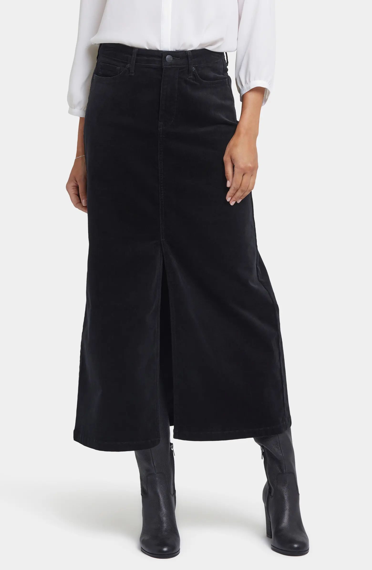 NYDJ High Waist Slit Front Corduroy Maxi Skirt | Nordstrom | Nordstrom