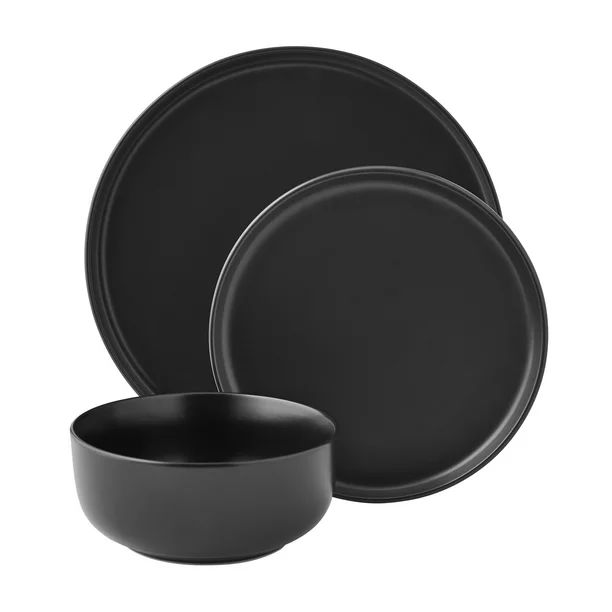 Mainstays 12-Piece Ale Matte Black Stoneware Dinnerware Set - Walmart.com | Walmart (US)