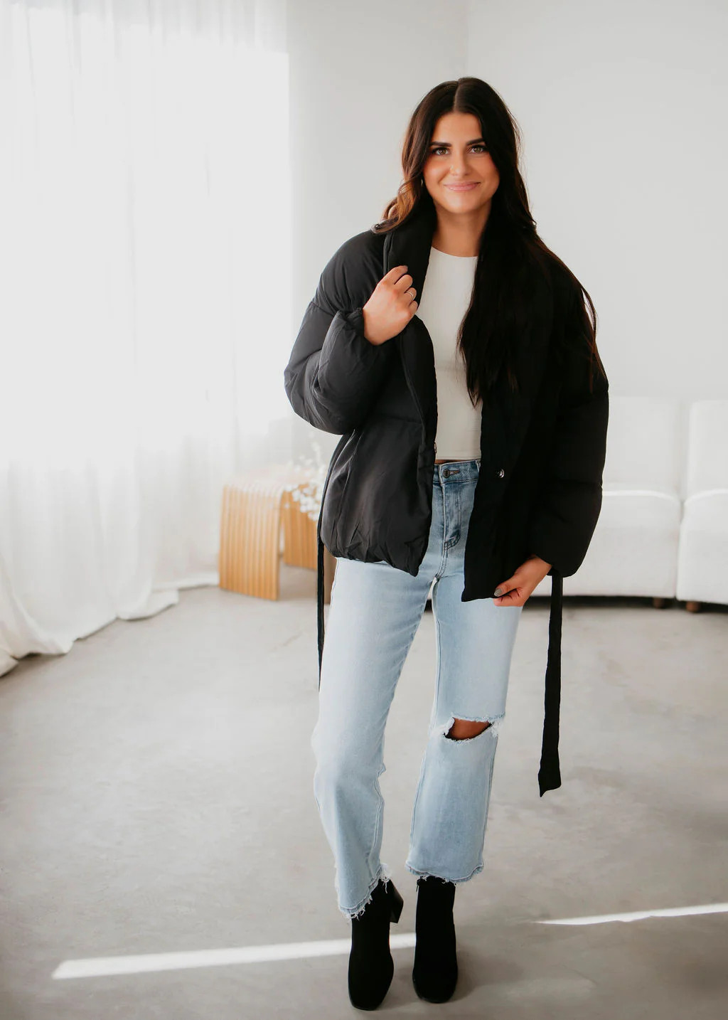 Tawnie Waist Tie Puffer Jacket | Lauriebelles