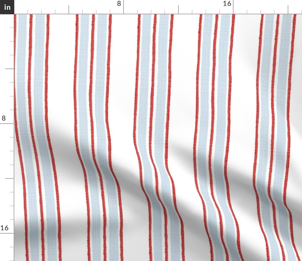 Custom Mary Little Boy Blue and Million Dollar Red Anderson Stripe Fabric bydanika_herrick | Spoonflower