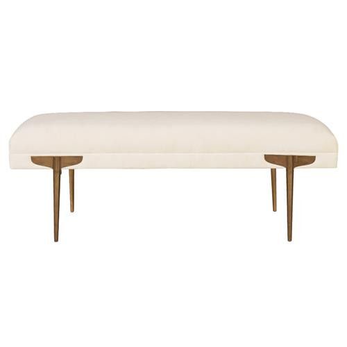 Open Box Robert Modern Classic Ivory Velvet Upholstered Gold Metal Bench | Kathy Kuo Home