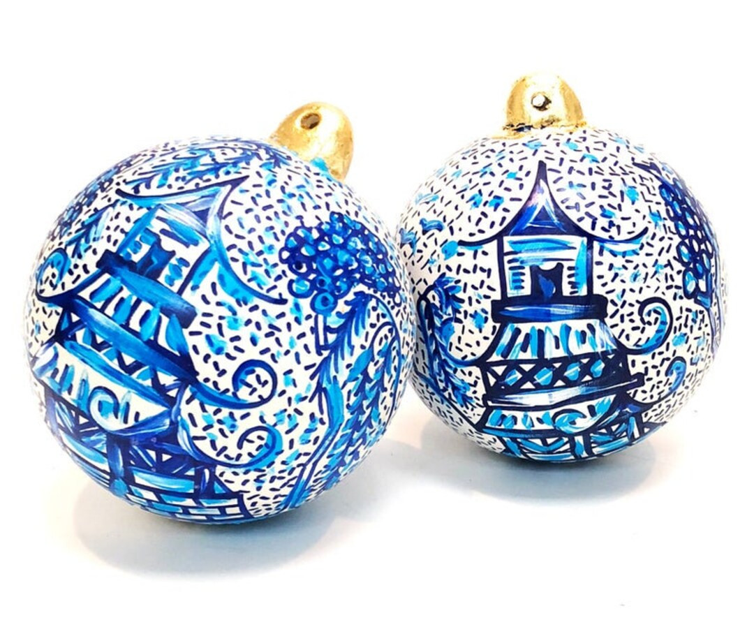 Chinoiserie Christmas Ornaments,Blue and White, Decor, Hand Painted, Decoration, Christmas Orname... | Etsy (US)