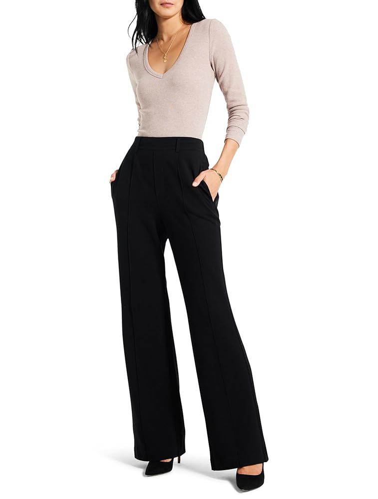 NIC+ZOE Women's 31" Knit Wide Leg Pleated Pant | Amazon (US)