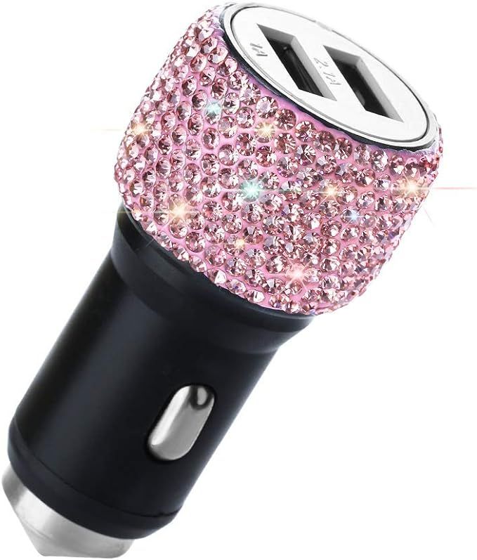 Dual USB Car Charger,SAVORI Car Adapter Bling Bling Rhinestones Crystal Car Decorations for Fast ... | Amazon (US)