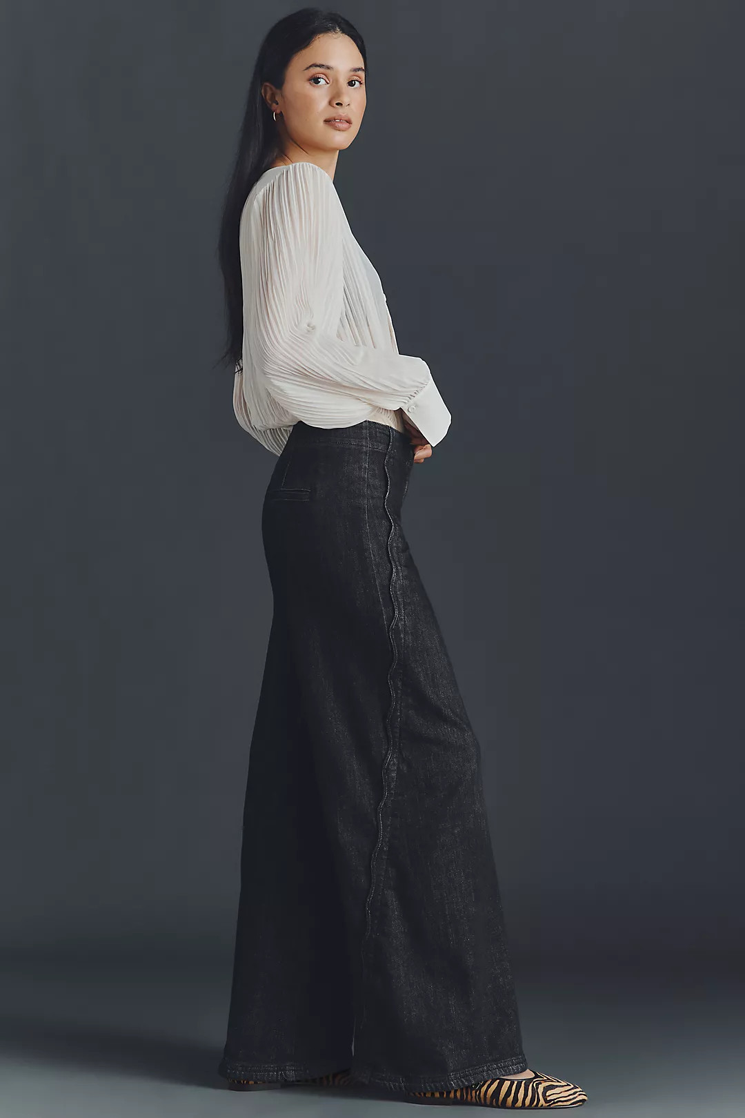 Maeve Scallop High-Rise Wide-Leg Jeans | Anthropologie (US)