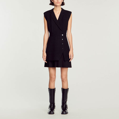 Pleated tweed dress | Sandro US | Sandro-Paris US