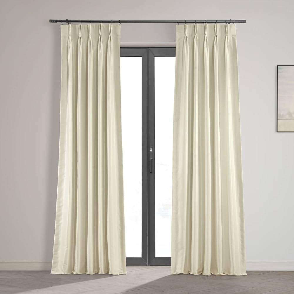 HPD Half Price Drapes Pleated Faux Silk Blackout Curtains For Bedroom Vintage Textured 25 X 96 (1... | Amazon (US)