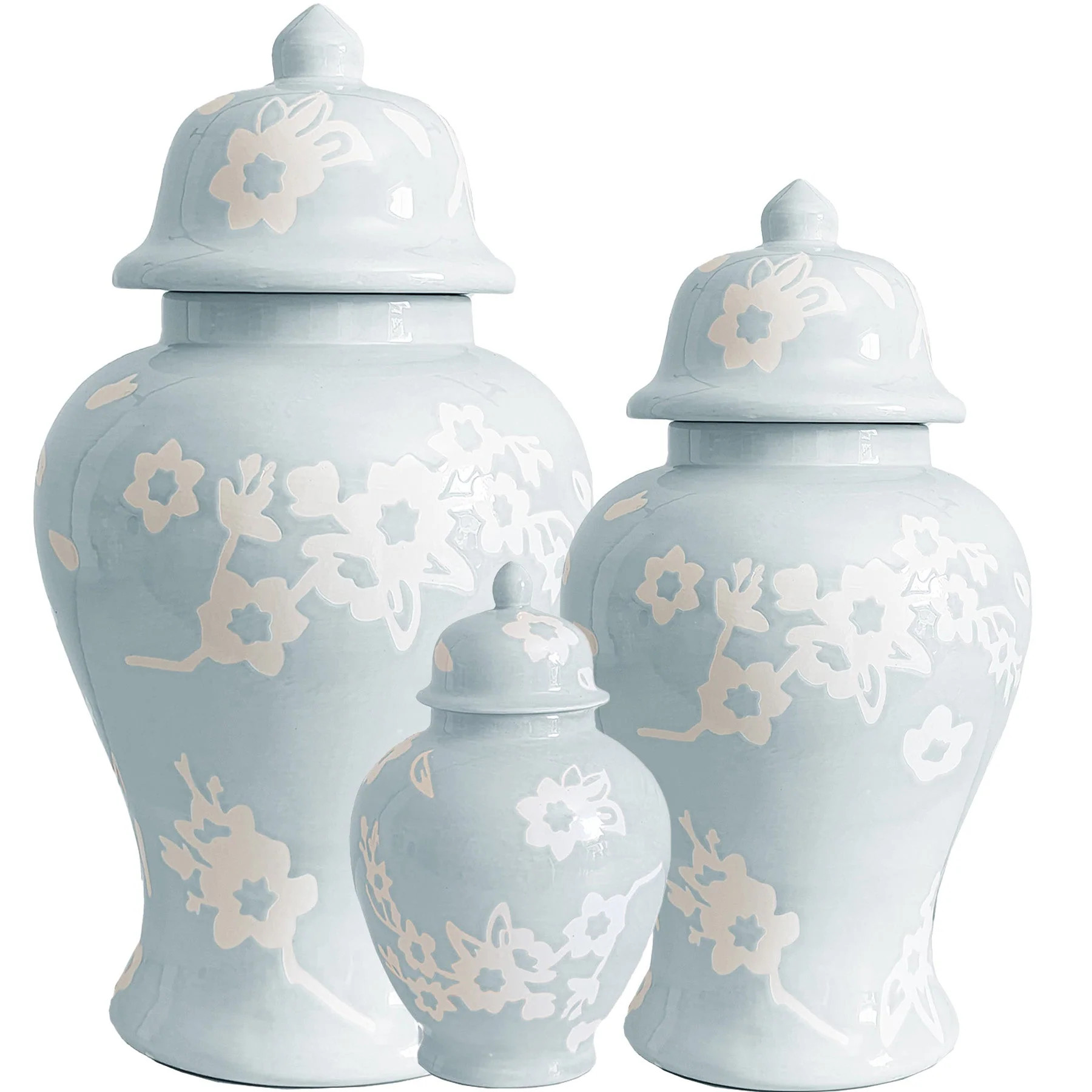 Sakura Ginger Jars in Hydrangea Light Blue | Ruby Clay Company