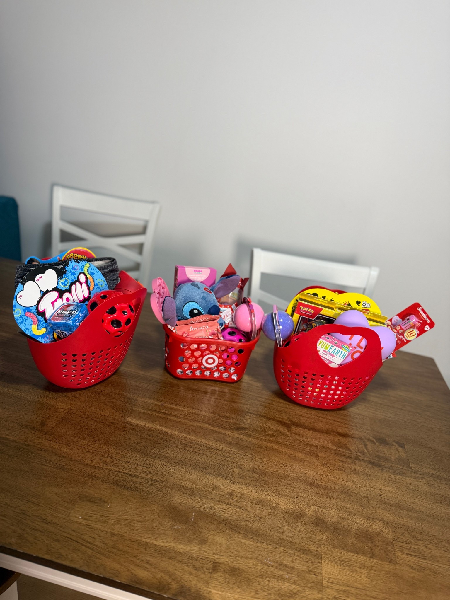 Valentines gift basket ideas 💕 

ages 12, 7, 1.5 

• The boy’s baskets, multi colored pen, & popit were all found in the dollar section🎯
• the Pokemon set is from my local Target behind the guest services desk 

#LTKKids #LTKValentine #LTKmomlife