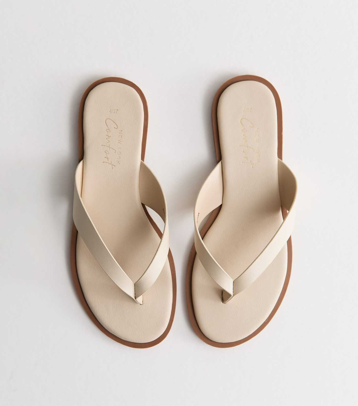 Off White Faux Leather Toe Post Sandals | New Look | New Look (UK)