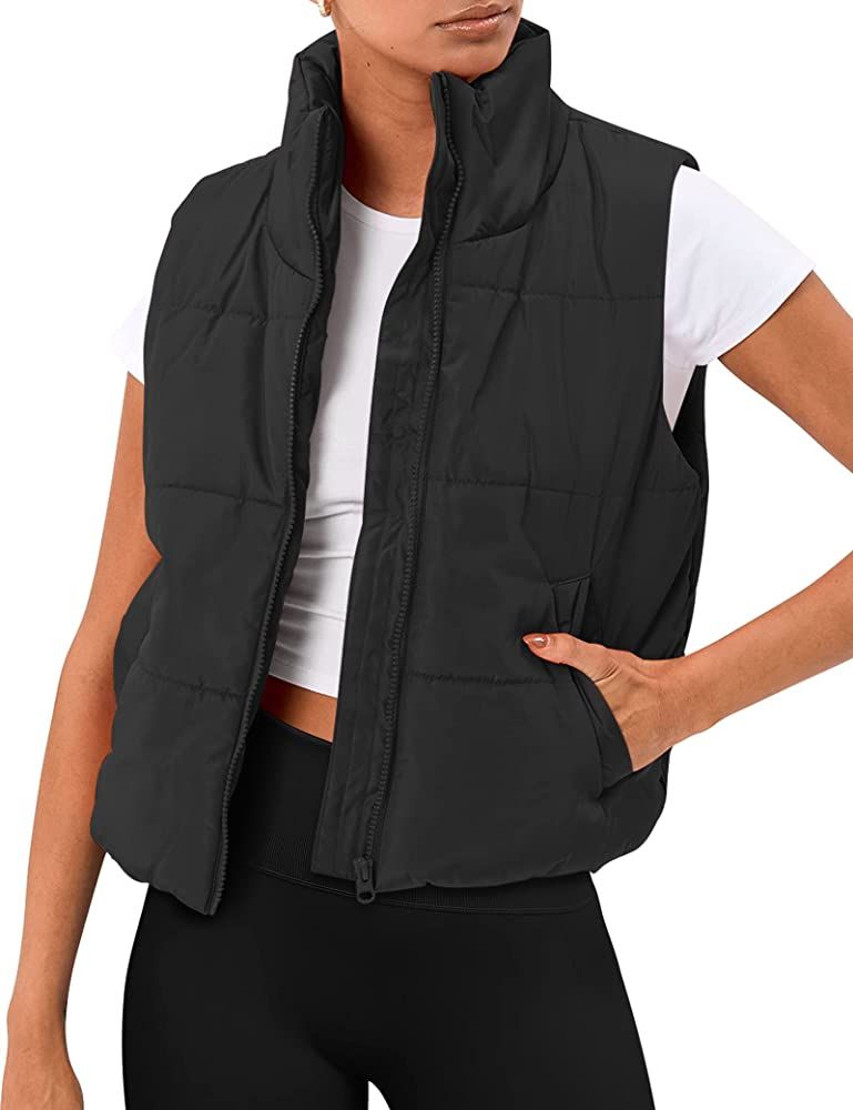 Trendy Queen Puffer Vest Women Sleeveless Winter Outerwear Warm Puffer Lightweight Fashion Stand-... | Amazon (US)