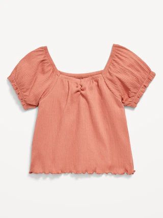 Puff-Sleeve Textured Sweetheart-Neck Top for Girls | Old Navy (US)