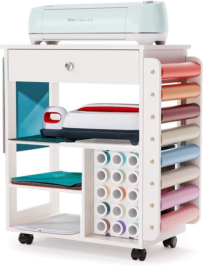 Organization and Storage Cart Compatible with Cricut Machine, CRAFIT Rolling Craft Organizer with... | Amazon (US)