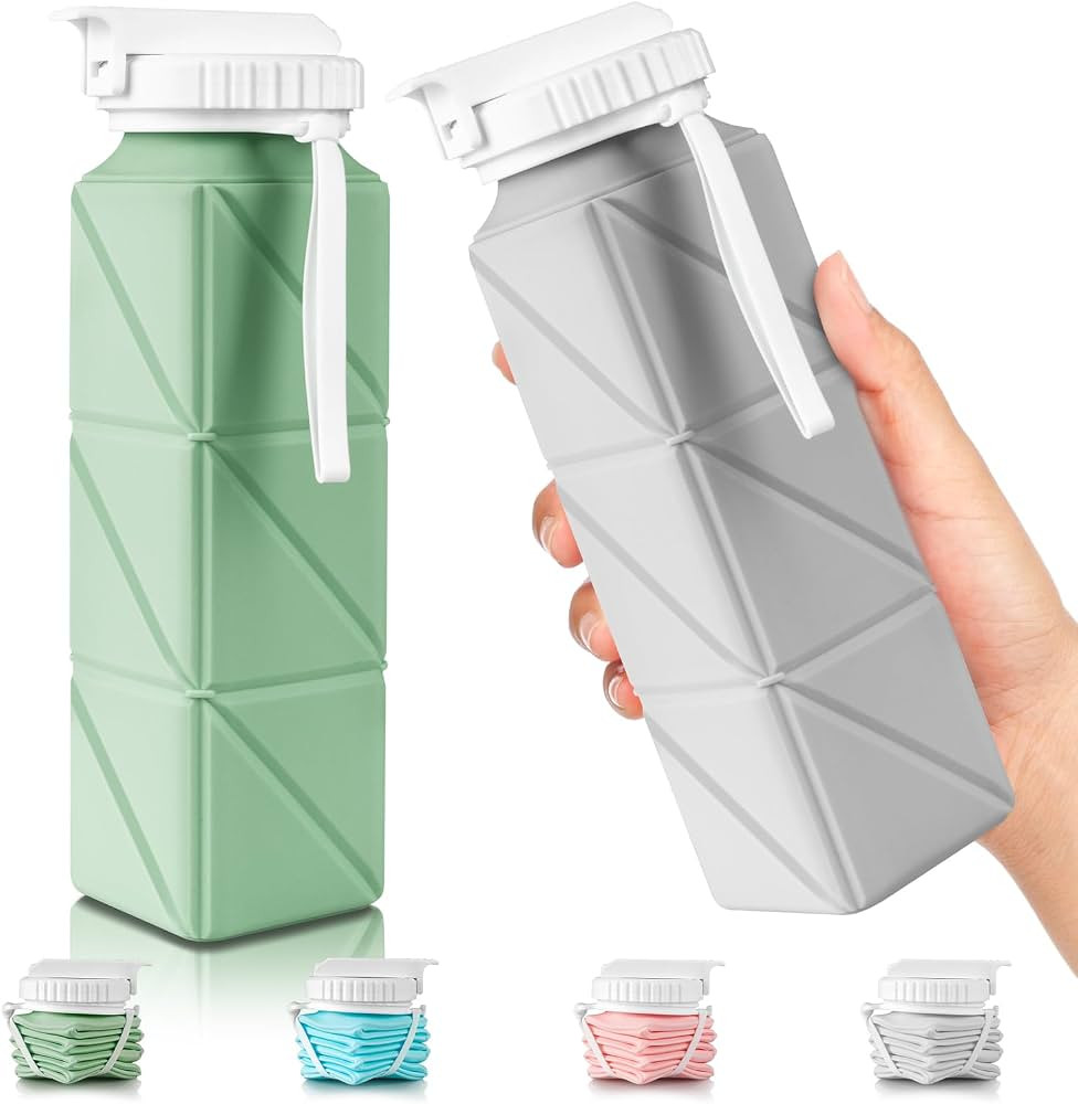 Collapsible Travel Water Bottles, Food Grade BPA Free Silicone Foldable Water Bottle, Leakproof P... | Amazon (US)