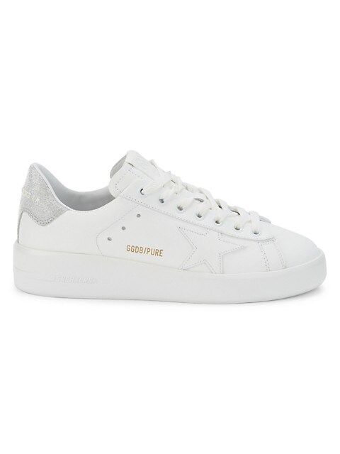 Glitter-Trim Leather Sneakers | Saks Fifth Avenue OFF 5TH