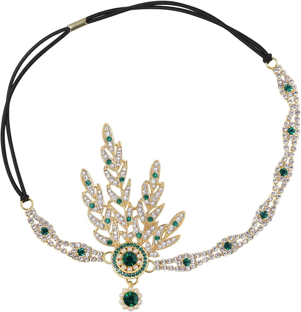 BABEYOND Art Deco 1920's Flapper Great Gatsby Inspired Leaf Medallion Pearl Headpiece Headband | Amazon (US)