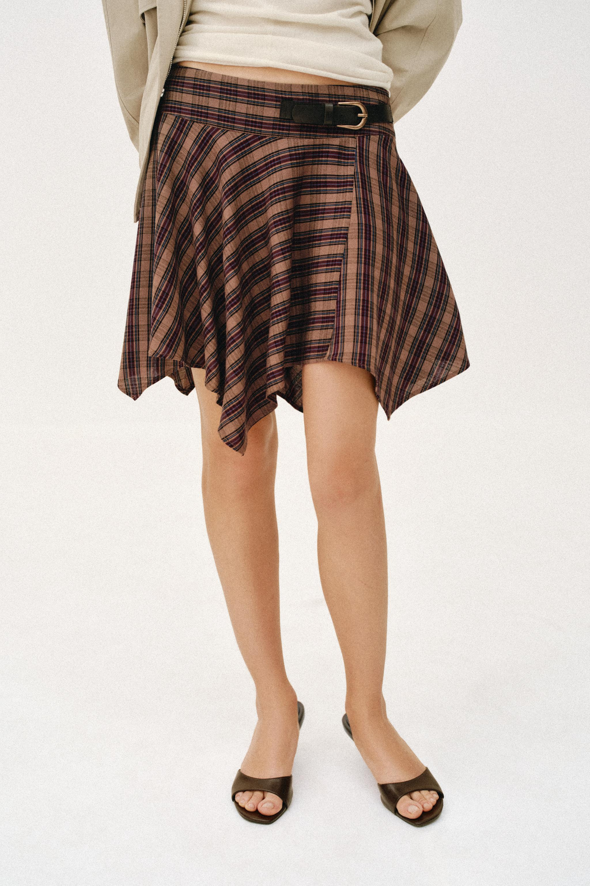 PLAID MINI SKIRT WITH BUCKLE | Zara US