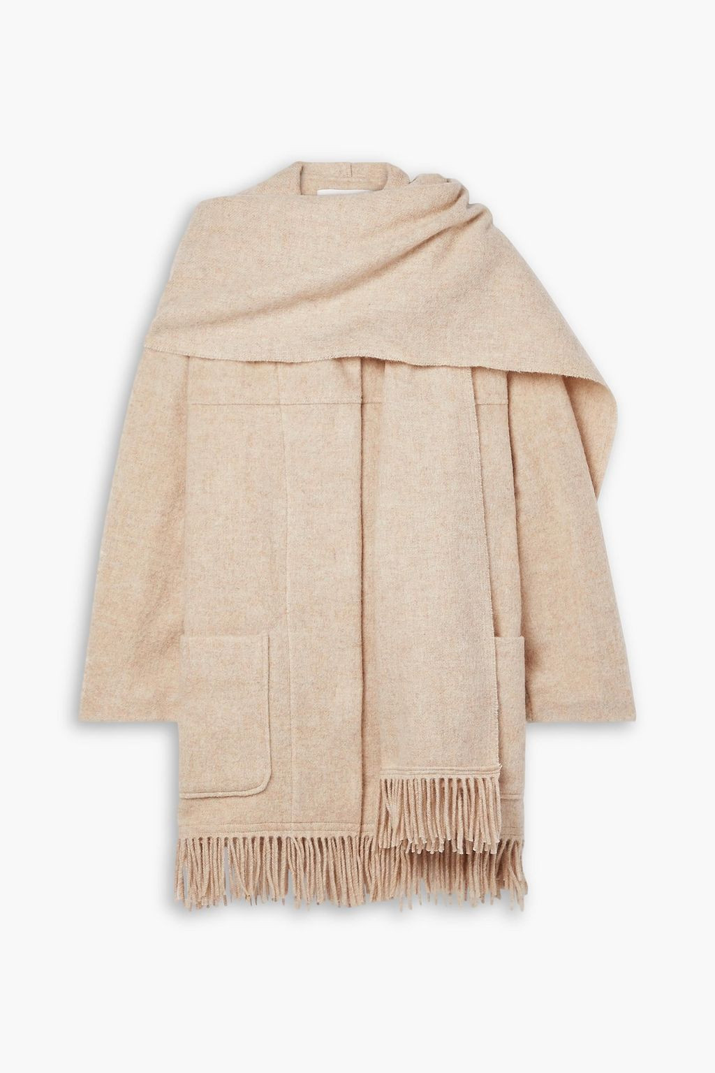 Faty draped fringed wool-blend coat | The Outnet (US and CA)