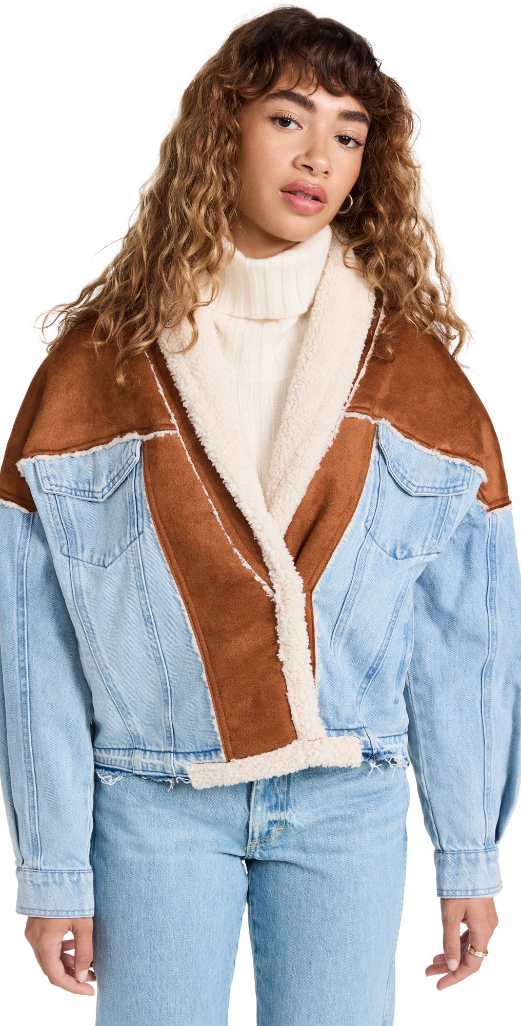 BLANKNYC Caption This Faux Suede/Sherpa Denim Jacket | SHOPBOP | Shopbop