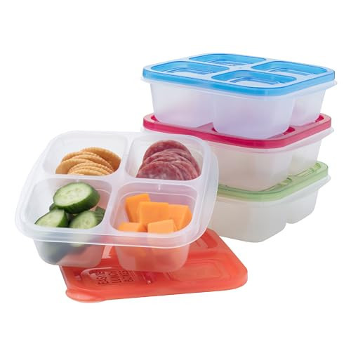 EasyLunchboxes® - Bento Snack Boxes - Reusable 4-Compartment Food Containers for School, Work and Travel, Set of 4 (Classic) | Amazon (US)