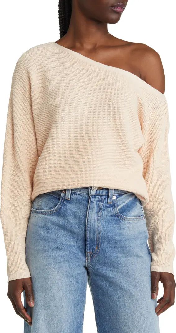 One-Shoulder Thermal Knit Sweater | Nordstrom