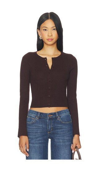 Good American Bell Sleeve Knit Cardigan in Brown. - size XS | Revolve Clothing (Global)