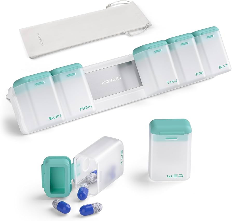 Weekly Pill Organizer Magnetic, Removable Pill Box 7 Day 1 Time a Day, Large Pill Case Travel, We... | Amazon (US)