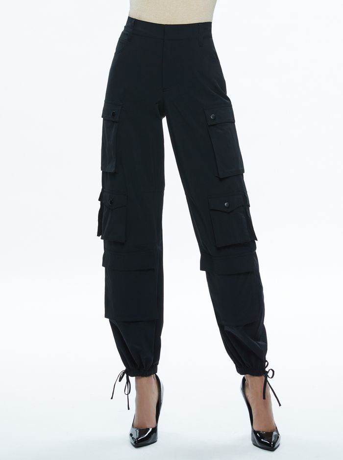 OLYMPIA HIGH RISE ANKLE TIE CARGO PANTS | Alice + Olivia