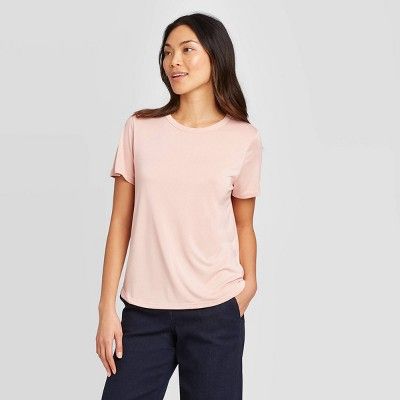 Women's Casual Fit Short Sleeve Crewneck Sandwash T-Shirt - A New Day™ | Target
