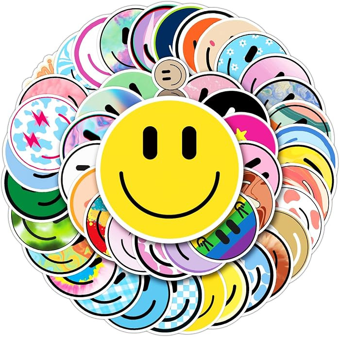 50PCS Smile Face Stickers Cute Water Bottle Stickers for Kids | Amazon (US)