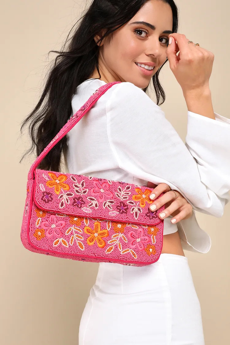 Bold Accent Hot Pink Multi Beaded Shoulder Bag | Lulus