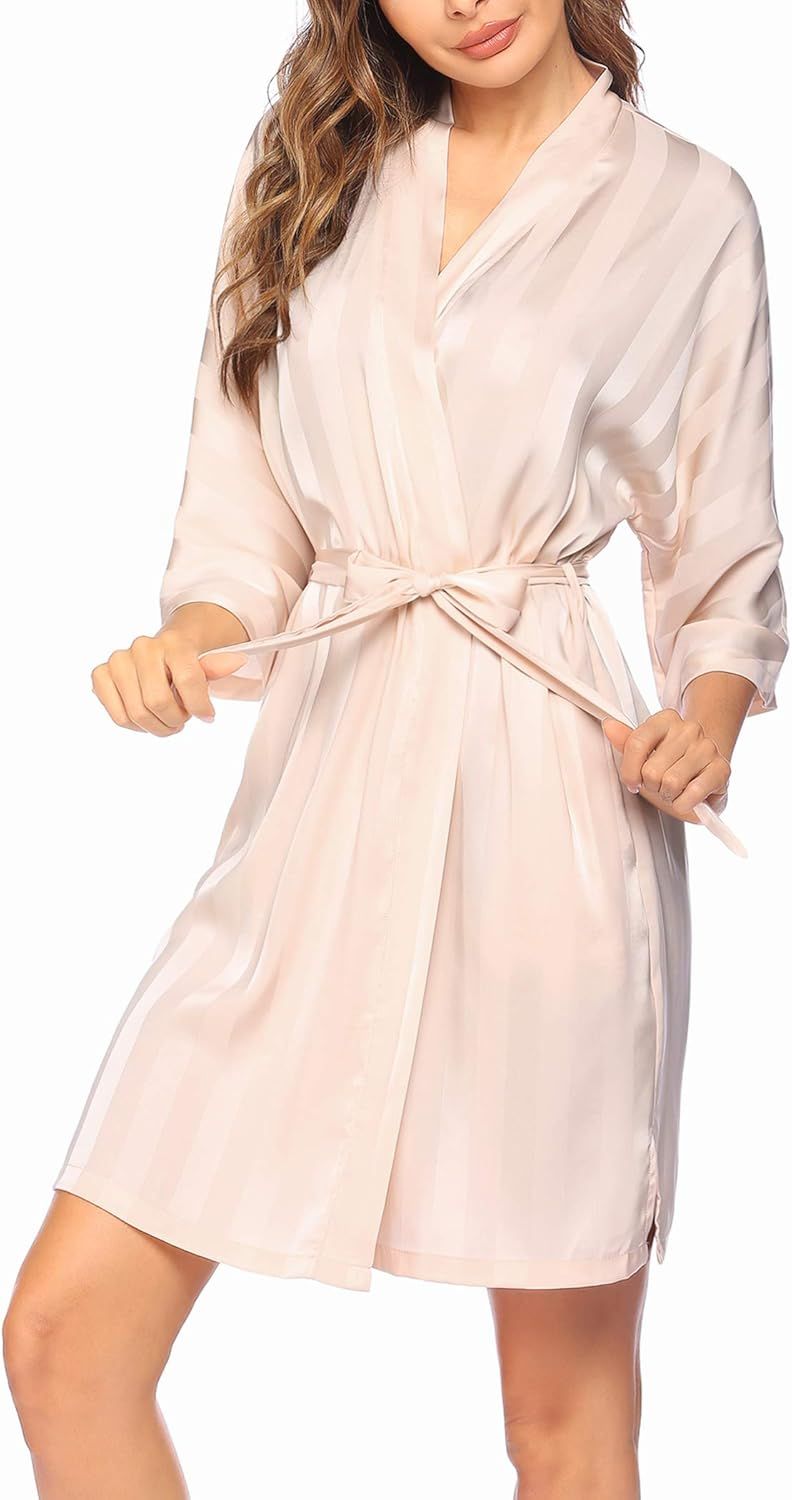 Hotouch Women's Silk Robe Kimono Short Satin Bathrobe Sleepwear Bridesmaids Wedding Party Dressin... | Amazon (CA)