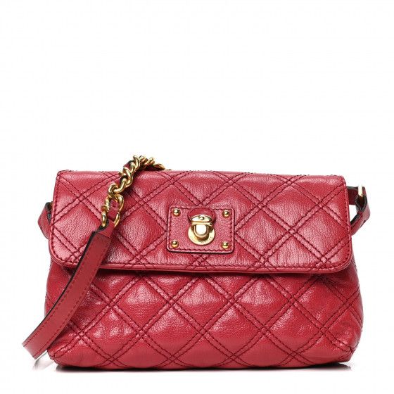 MARC JACOBS Lambskin Quilted Crossbody The Small Single Flap Red | Fashionphile