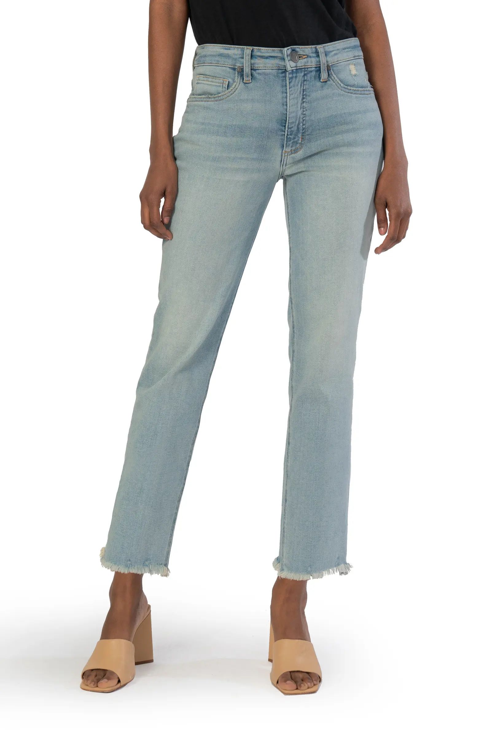 Rachael Fab Ab High Waist Frayed Crop Mom JeansKUT FROM THE KLOTH | Nordstrom