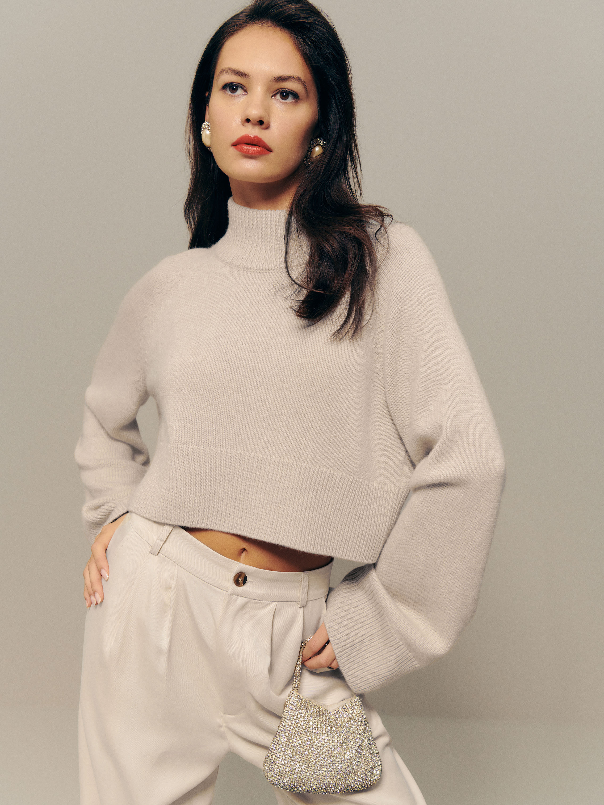 Garrett Cashmere Cropped Turtleneck | Reformation (Global)