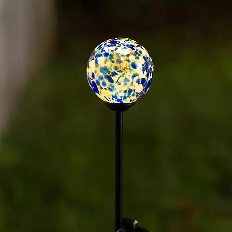 New! Dark Blue Glass Gazing Orb Solar Stake | Kirklands