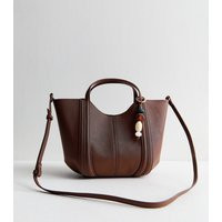 Dark Brown Faux Leather Scoop Top Mini Tote Bag Vegan New Look | New Look (UK)