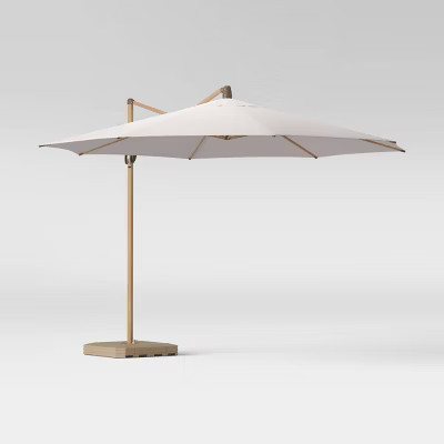 11' Offset Patio Umbrella DuraSeason Fabric™ - Light Wood Pole - Threshold | Target